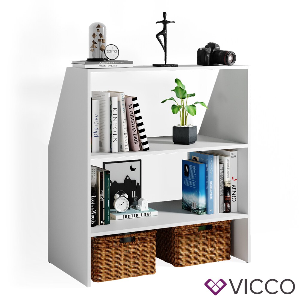 VICCO Dachschrägenregal Bücherregal Wandregal Standregal Regal Dachschräge Weiß