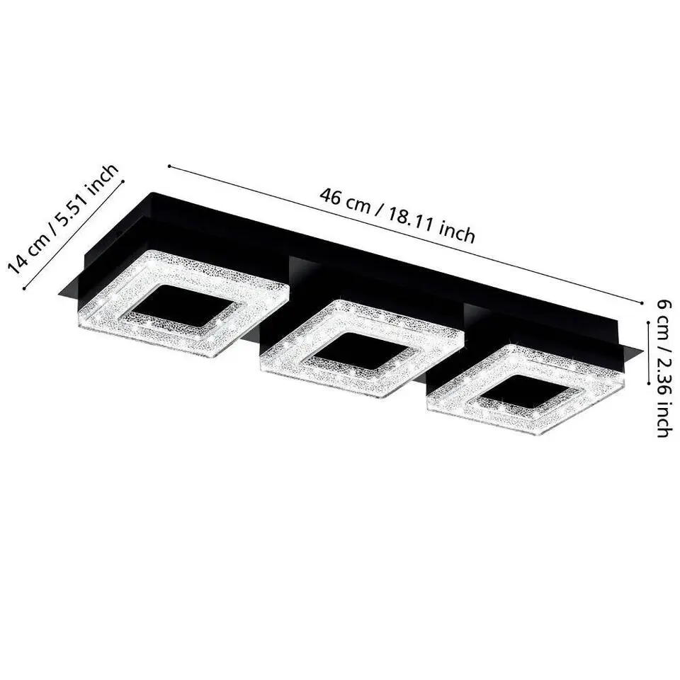 EGLO Fradelo 1 Plafonnière - LED - 46 cm - Zwart