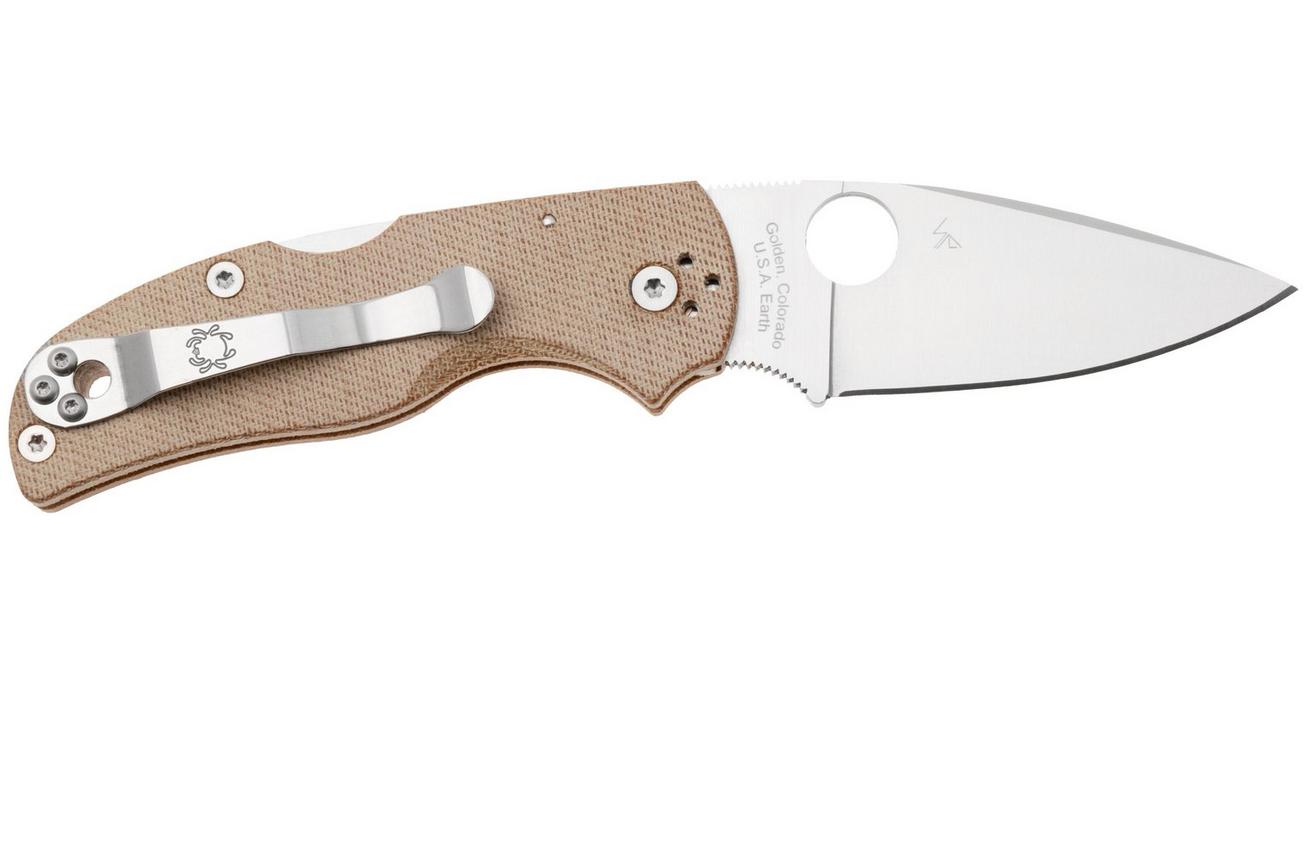 Spyderco Native 5 C41MPCW5, Satin CPM Cru-Wear, Brown Canvas Micarta zakmes