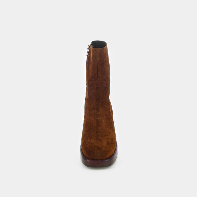 Bottines à plateformes  en croute cognac