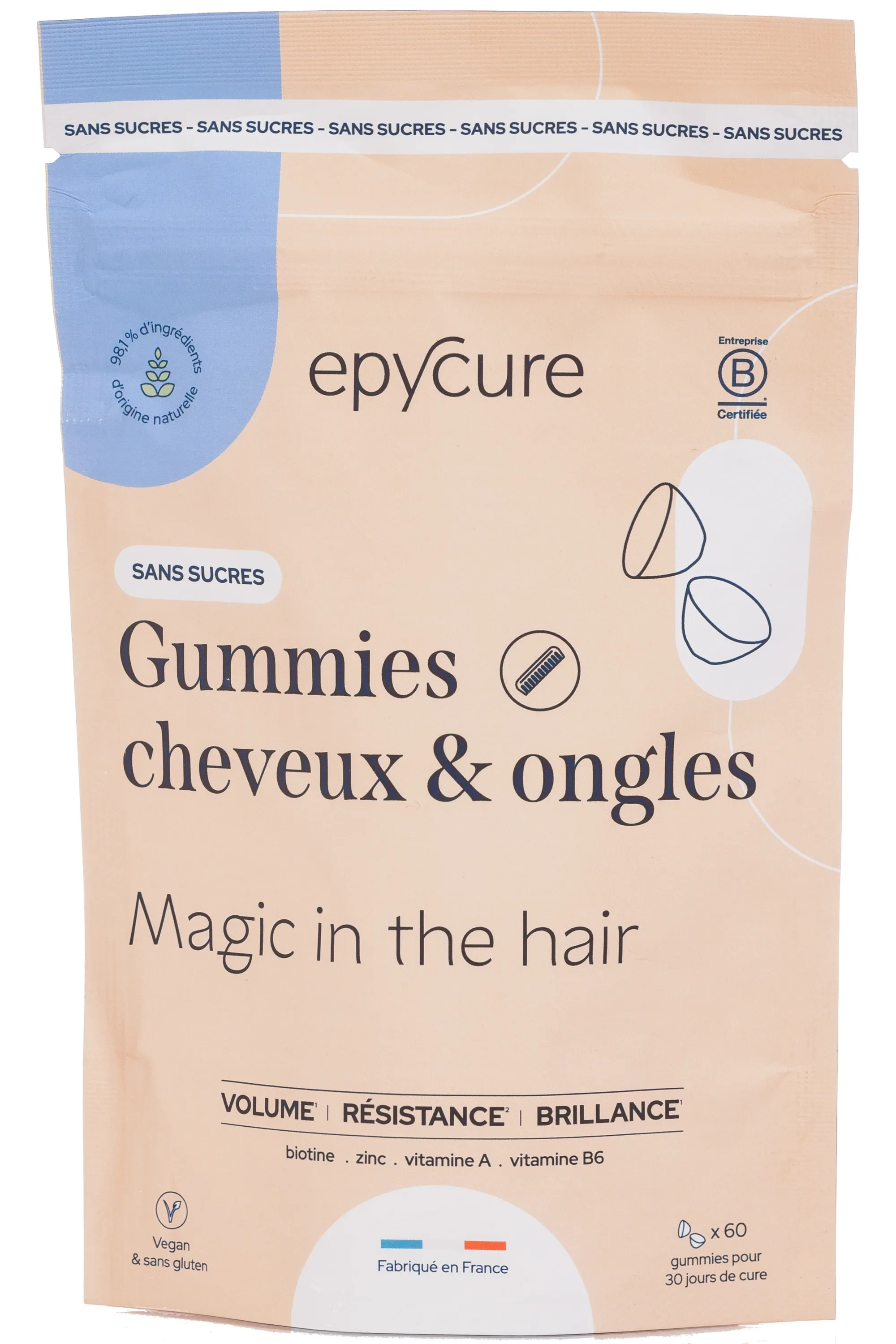 Epycure Gummies cheveux & ongles sans sucre-150 g