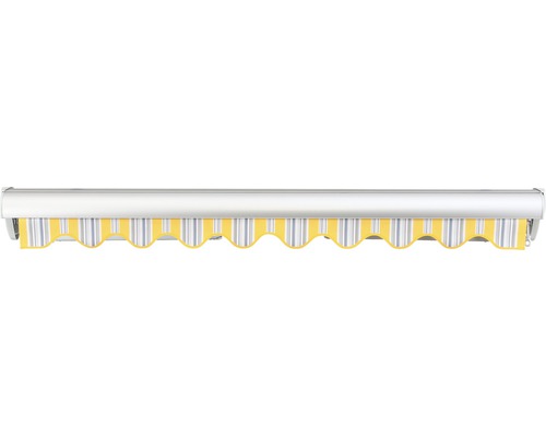 SOLUNA Semi-Cassette Zonnescherm Classic 2.5x1.5 Stoffen Dessin 6292 Frame E6EV1 Zilver Geanodiseerd Aandrijving rechts incl. motor, wandschakelaar