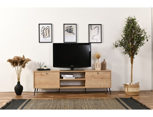 CONCEPT1 - Meuble TV Calvin chene 180 x 41 x h55 cm
