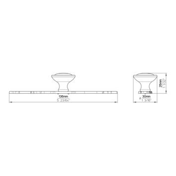Knop Lena messing antiek 137mm