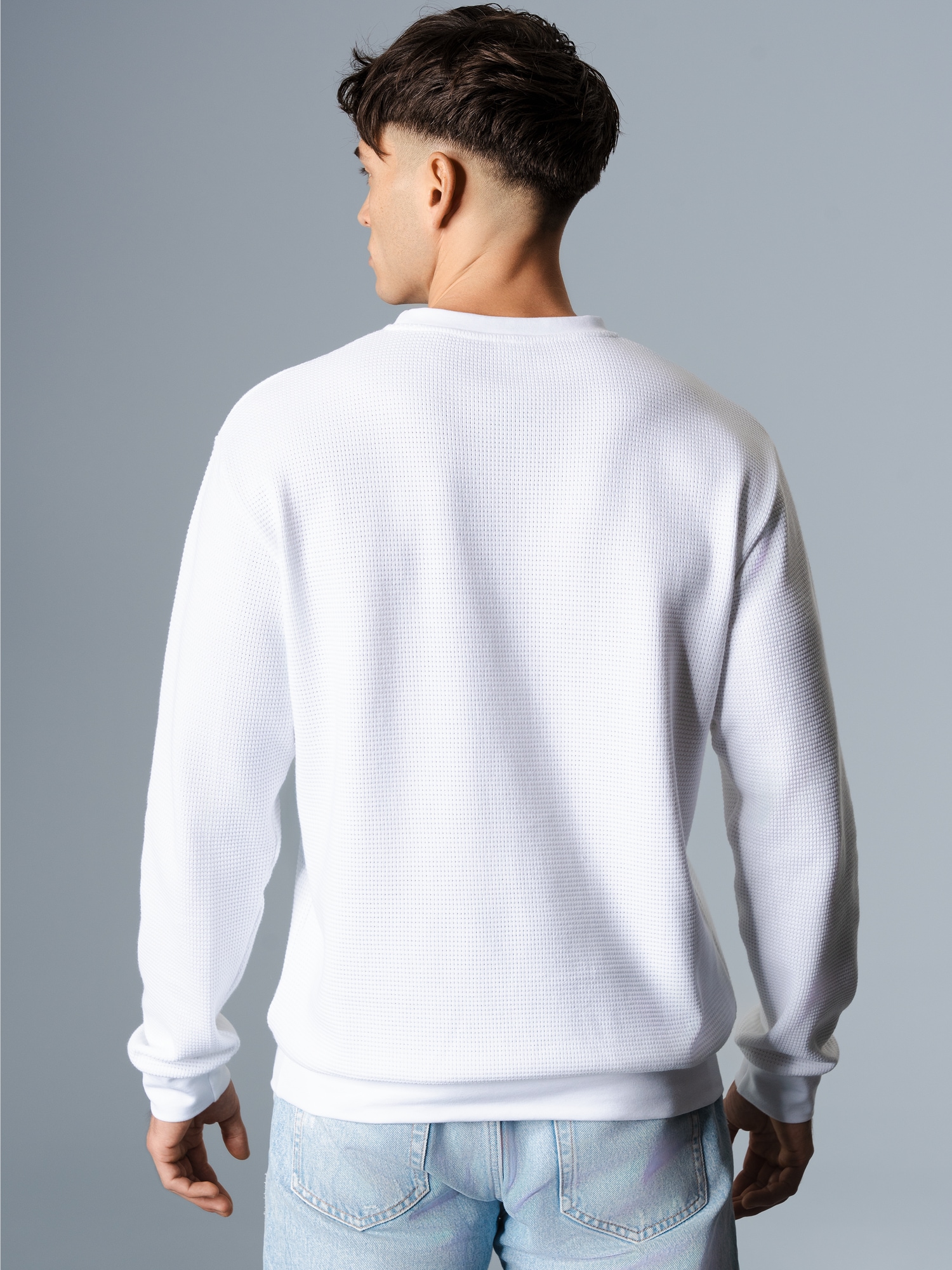 Sweatshirt in Waffeloptik Weiss