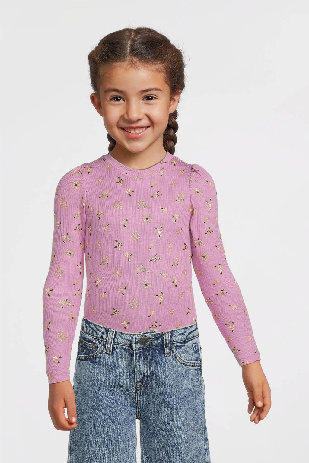 NAME IT gebloemde longsleeve NMFPOSANA paars