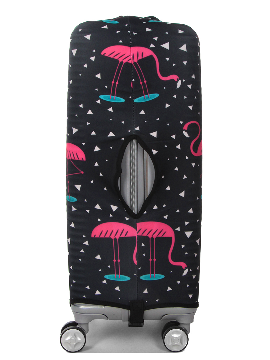 Housse de valise Periea Black with Pink Flamingos M