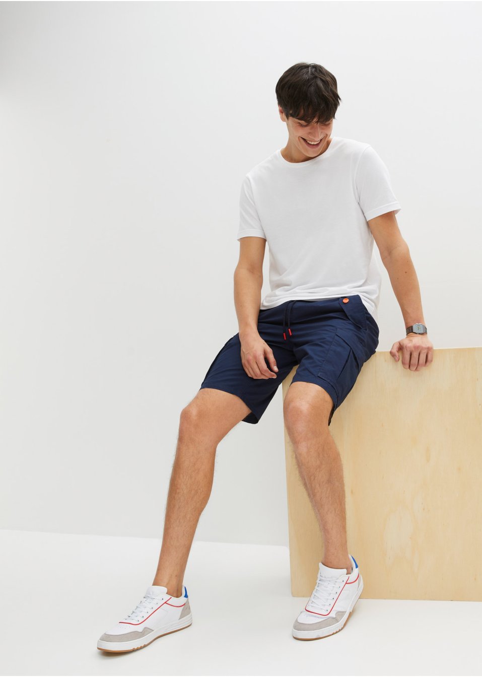 Bermuda cargo à taille extensible, Regular Fit