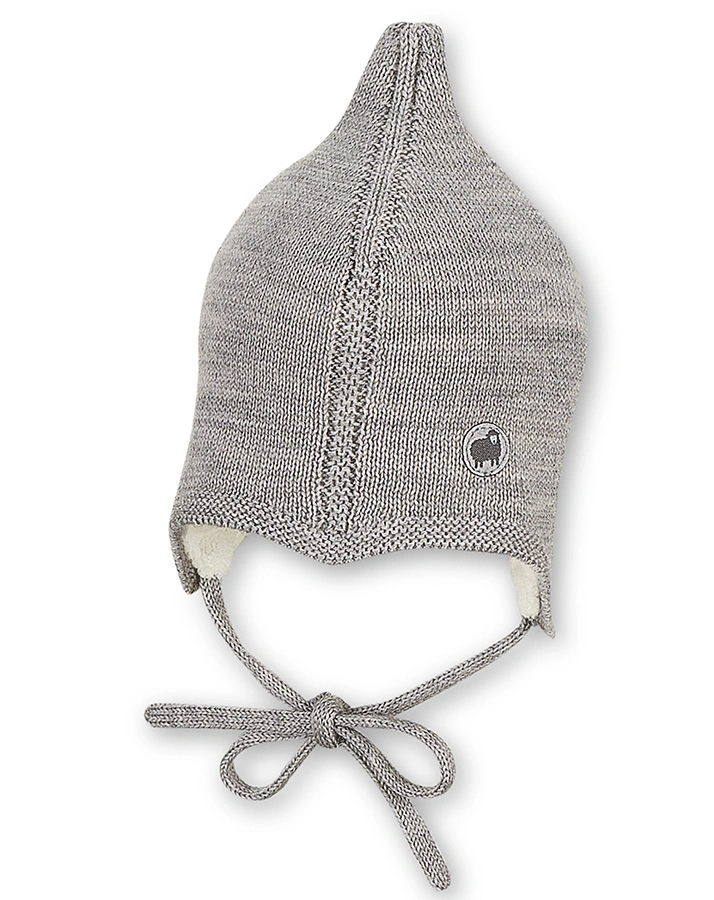 Wintermütze ZIPFEL aus Wolle in silber melange