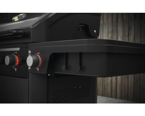 Tenneker® Halo Gas Grill Power Zone TG 3 156,4 x 61 x 117,5 cm 3 branders + zijbrander, gietijzeren rooster, platformsysteem, glazen inzetstuk in het deksel