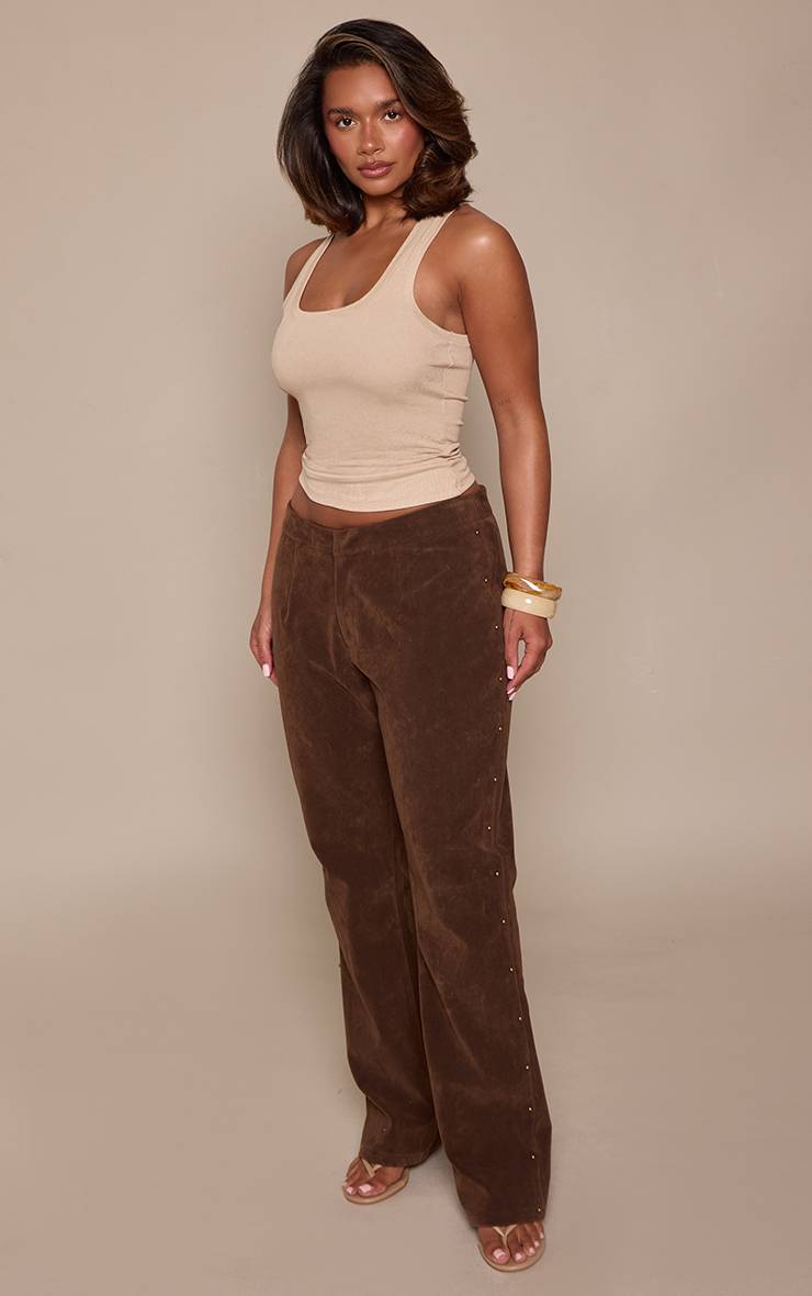 Chocolat Pantalon En Faux Suède Clouté Shape