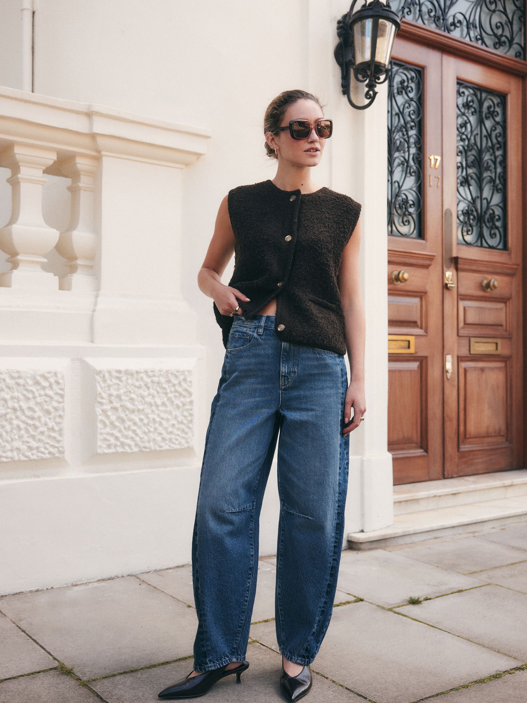 Contrasterend zijpaneel blauw - Horseshoe Barrel Jeans