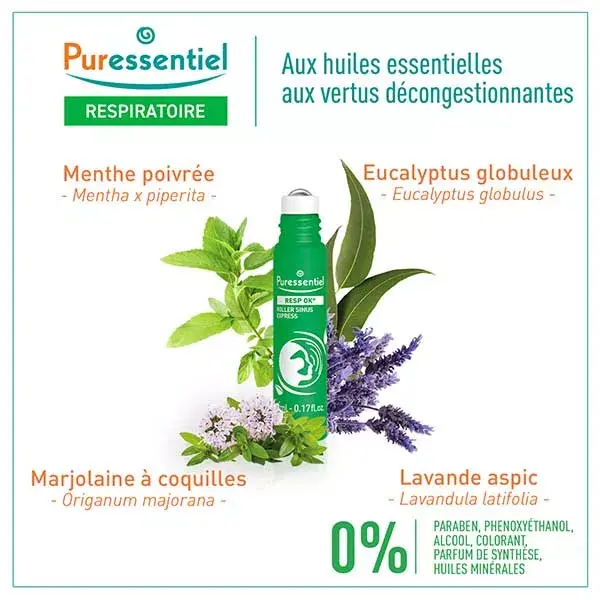 Puressentiel Respiratory Sinus Express Organic Roll-on 5ml