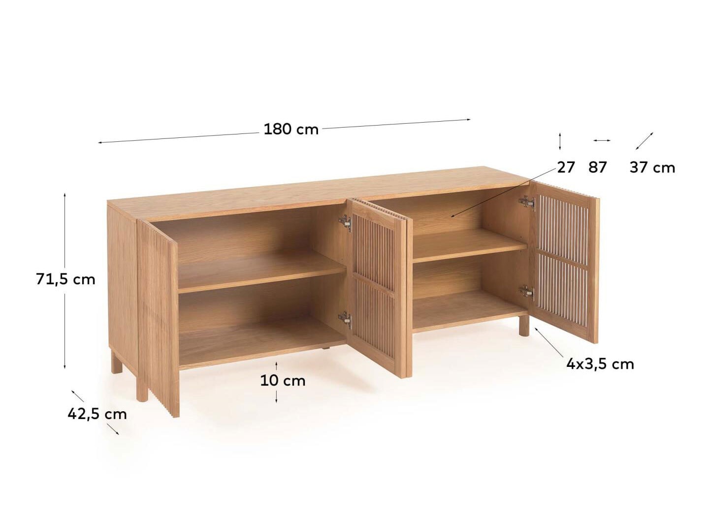 Kave Home Sideboard BEYLA 180 x 71,5 cm Eiche braun
