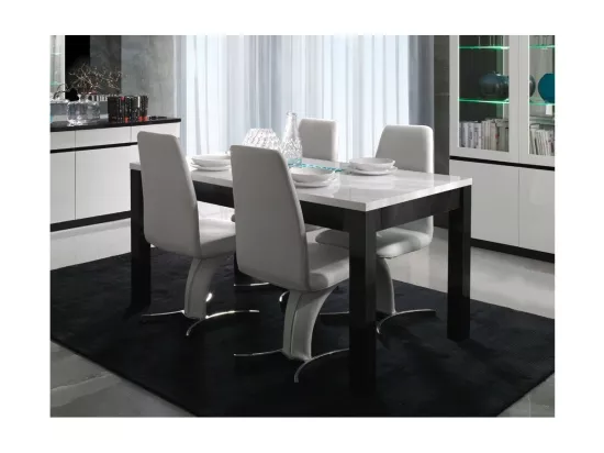 Table FABIO - Coloris noir et blanc - 160 cm