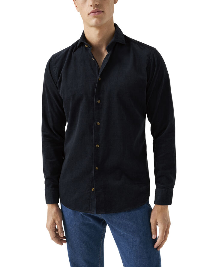 ETON Contemporary Fit Navy Blue Fine Whale Coruroy Shirt Blå