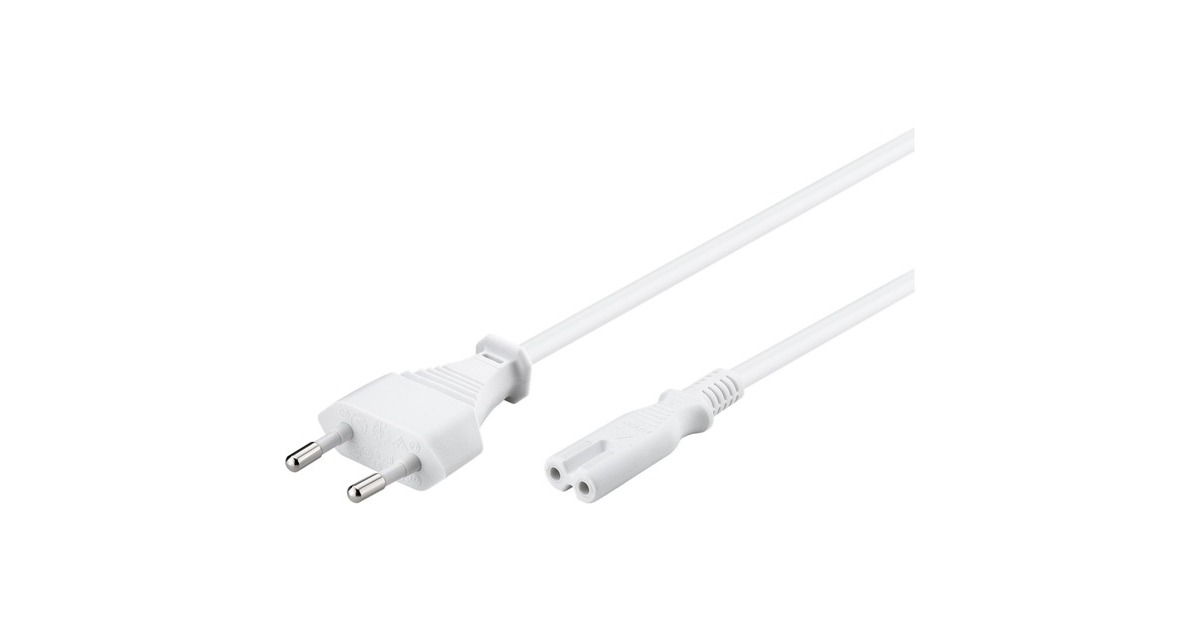 goobayEurostekker > C7 kabel  (Wit, 1,8 meter)