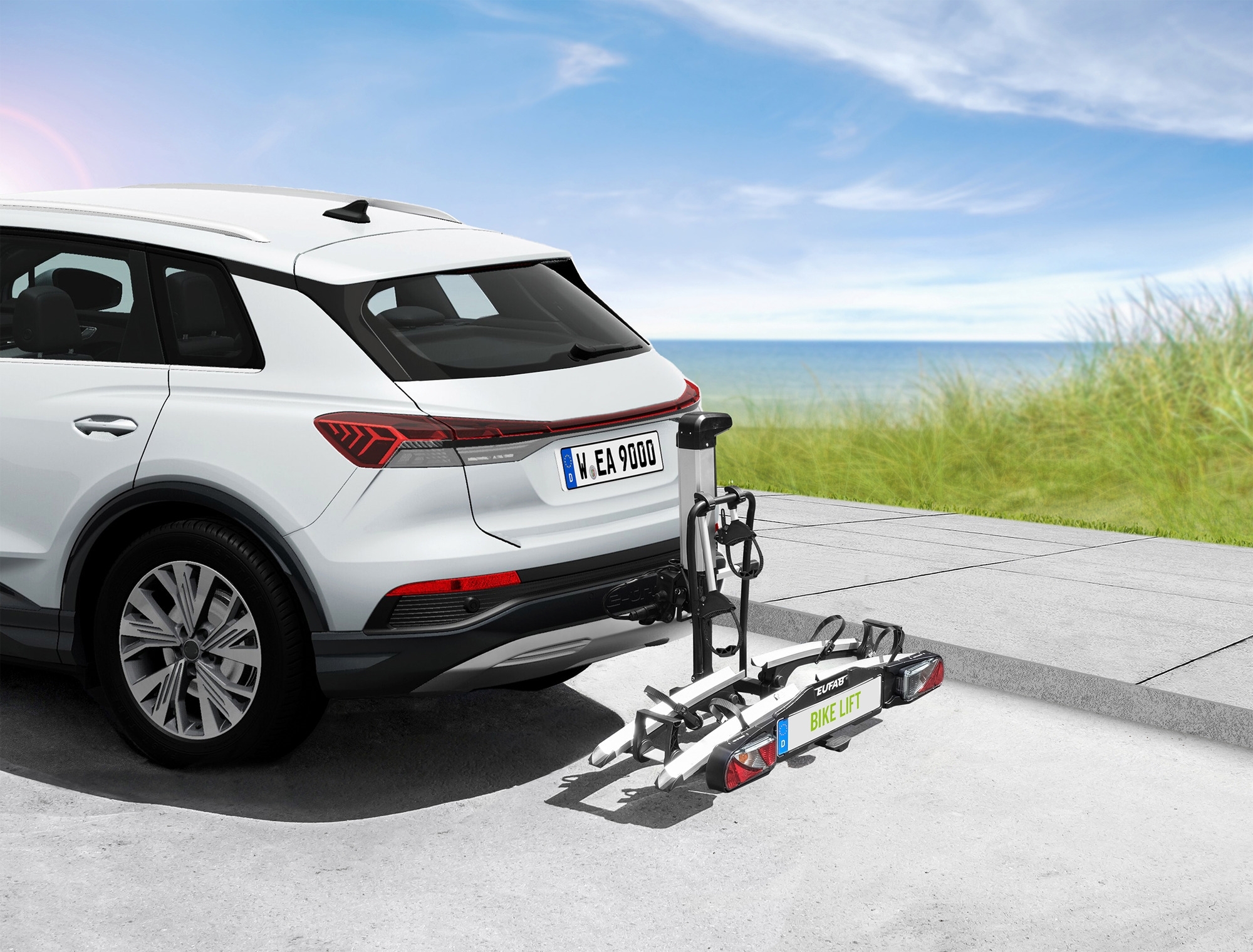 Eufab Bike Lift Fahrradträger für 2 Fahrräder auf der Anhängerkupplung schwarz, E-Bike geeignet
