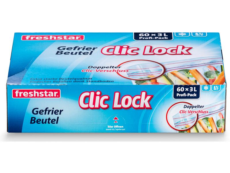 Freshstar Gefrierbeutel 3 Liter, 60 Stück Gefriertüte 25 cm x 27 cm
