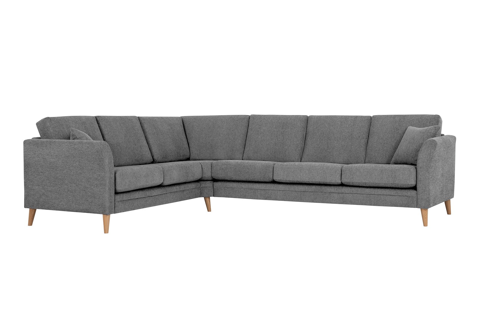 Eden hjørnesofa 23 hjørne i tekstil Thor 3 Grey med ben i eik natur (15137).