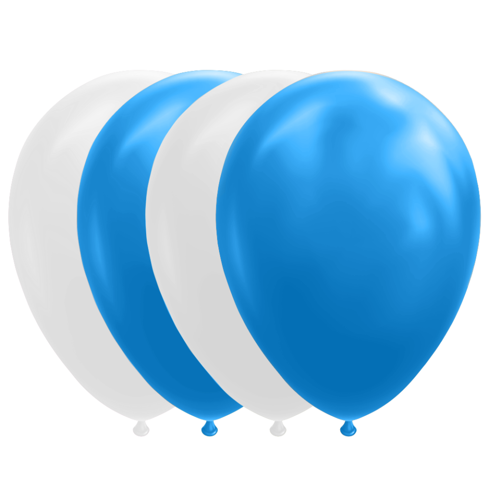 Wit Blauwe Ballonnen 30cm 10st