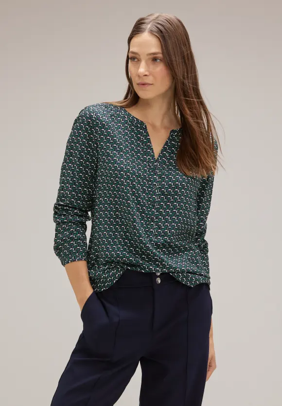 Viskose Bluse mit Print - gentle green