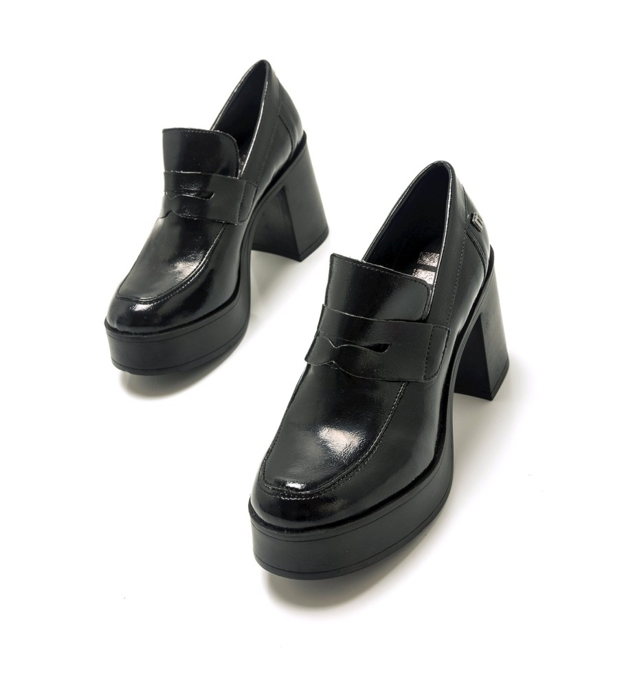 Sapatos Mustang Sixties em couro preto - Altura do salto: 8 cm -