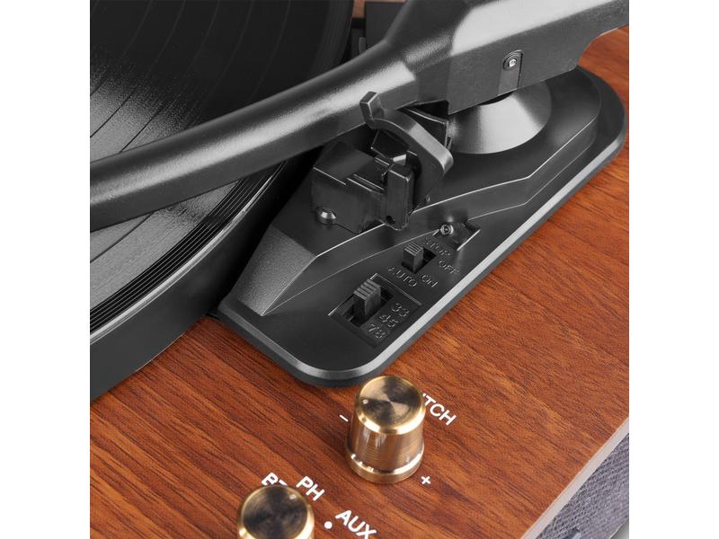 Fenton Plattenspieler mit Bluetooth RP162 Dunkelbraun Retro Plattenspieler mit Bluetooth, USB-Player und Umwandlungsmöglichkeit für Schallplatten