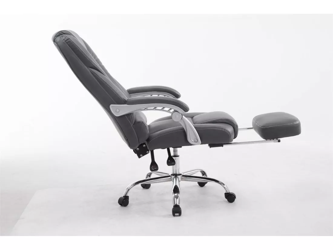 Chaise de bureau - Similicuir & Métal chromé - Gris - Pacific