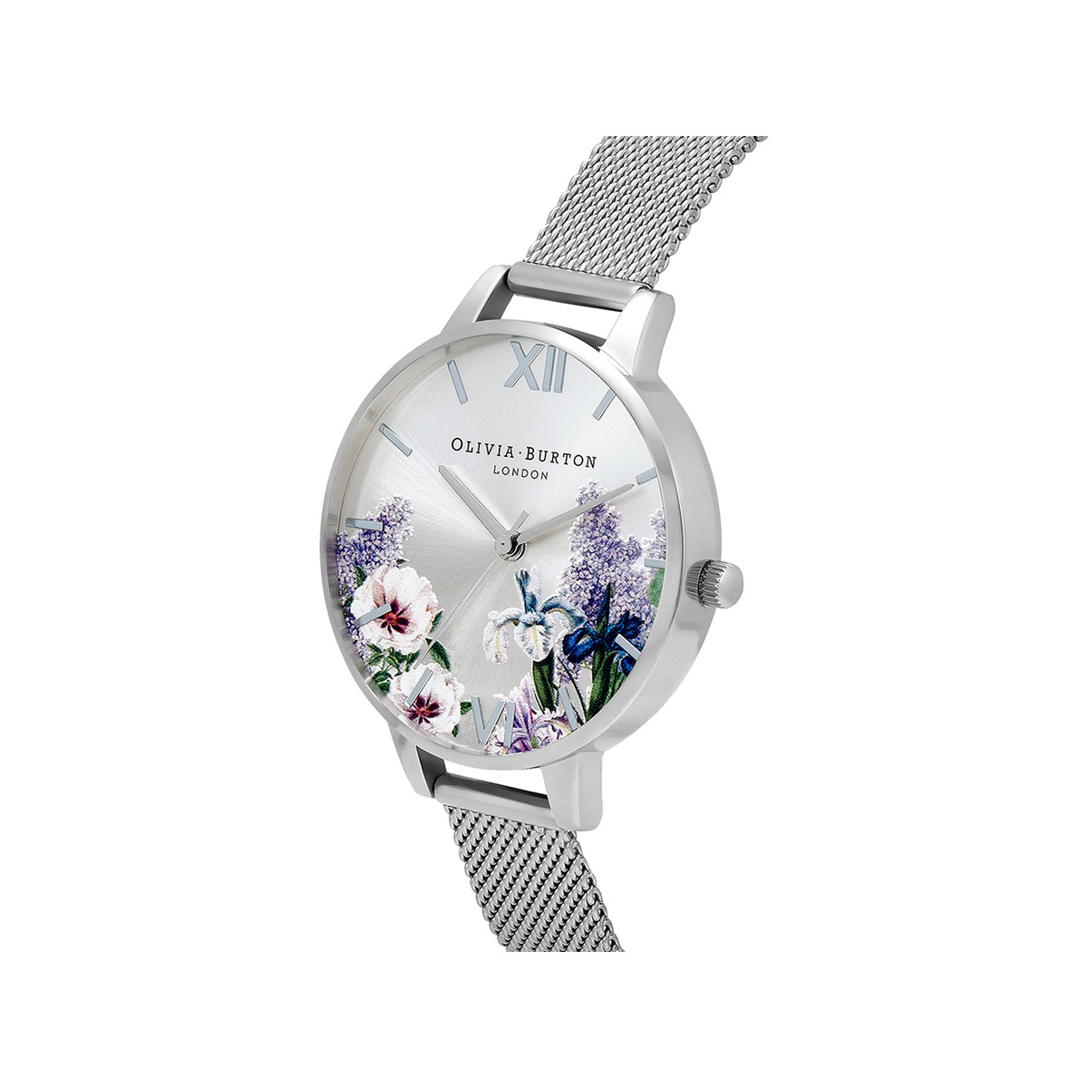 Montre OLIVIA BURTON secret garden femme analogique, bracelet acier argent