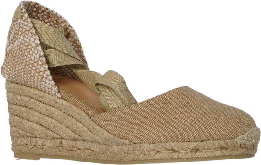 Castañer Zandkleurige Katoenen Canvas Sleehak Espadrilles Beige Dames