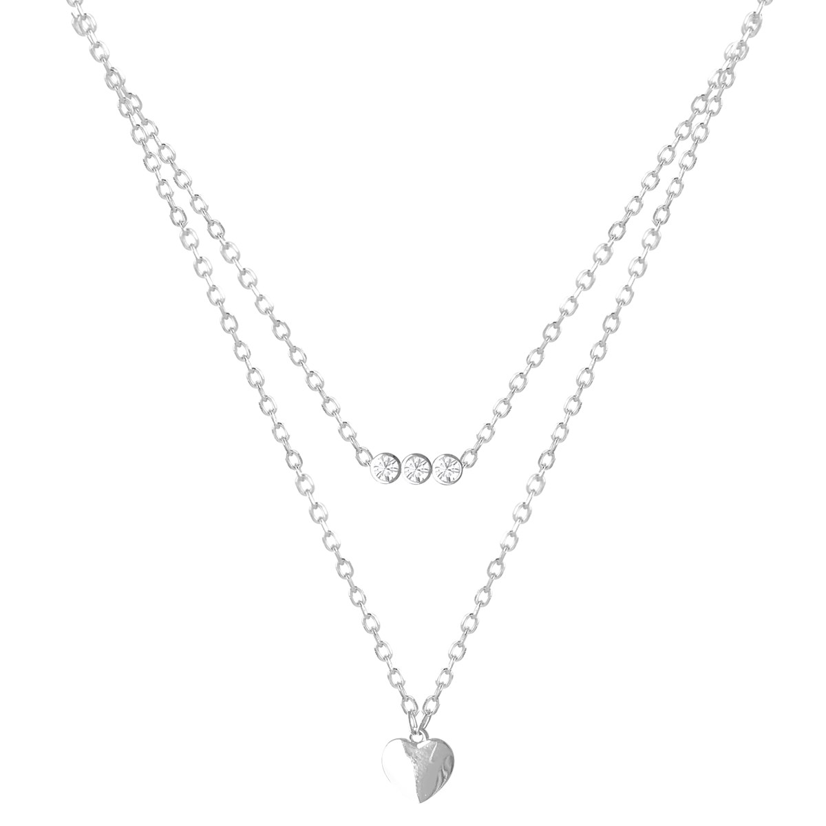 Collier sautoir en argent 925 rhodié et oxydes de zirconium