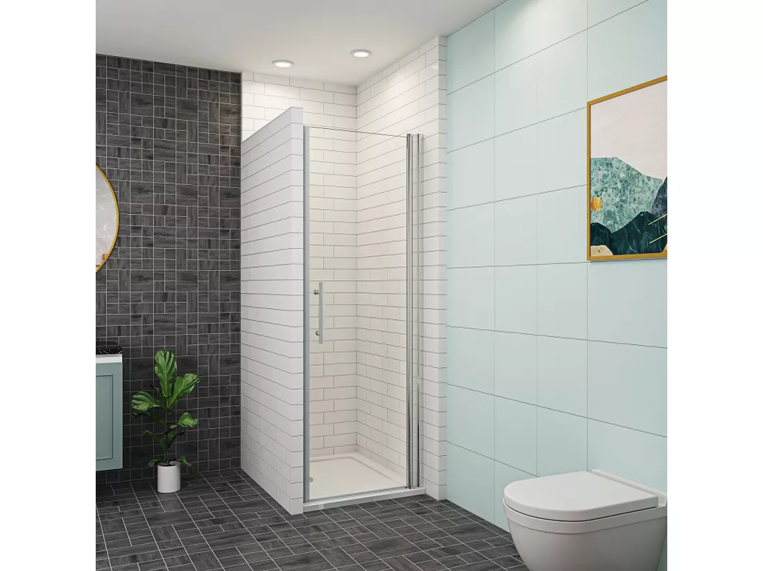 AICA porte de douche 80x187cm en verre anticalcaire et clair