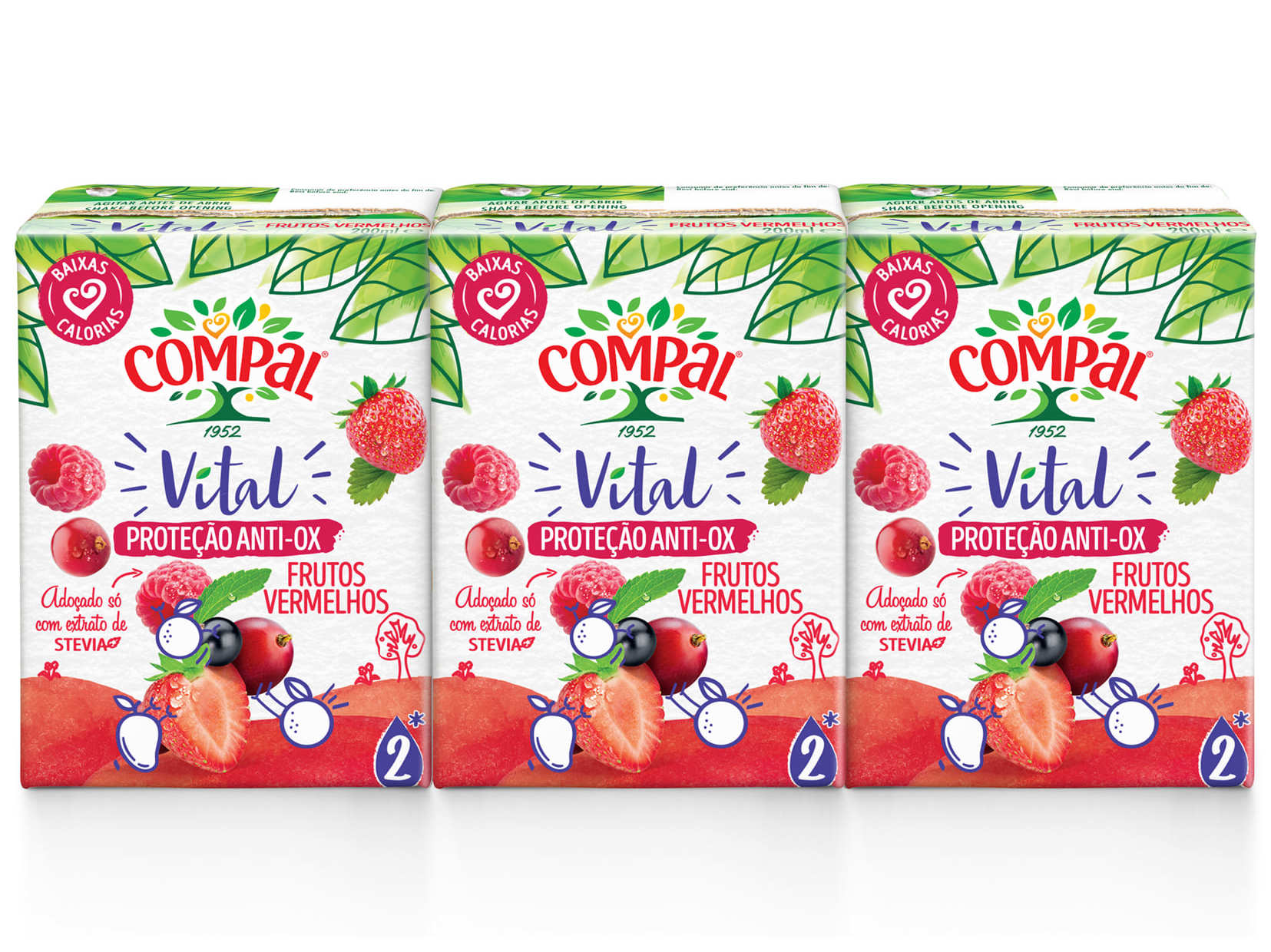 NÉCTAR COMPAL VITAL FRUTOS VERMELHOS TETRA 3X0.20L