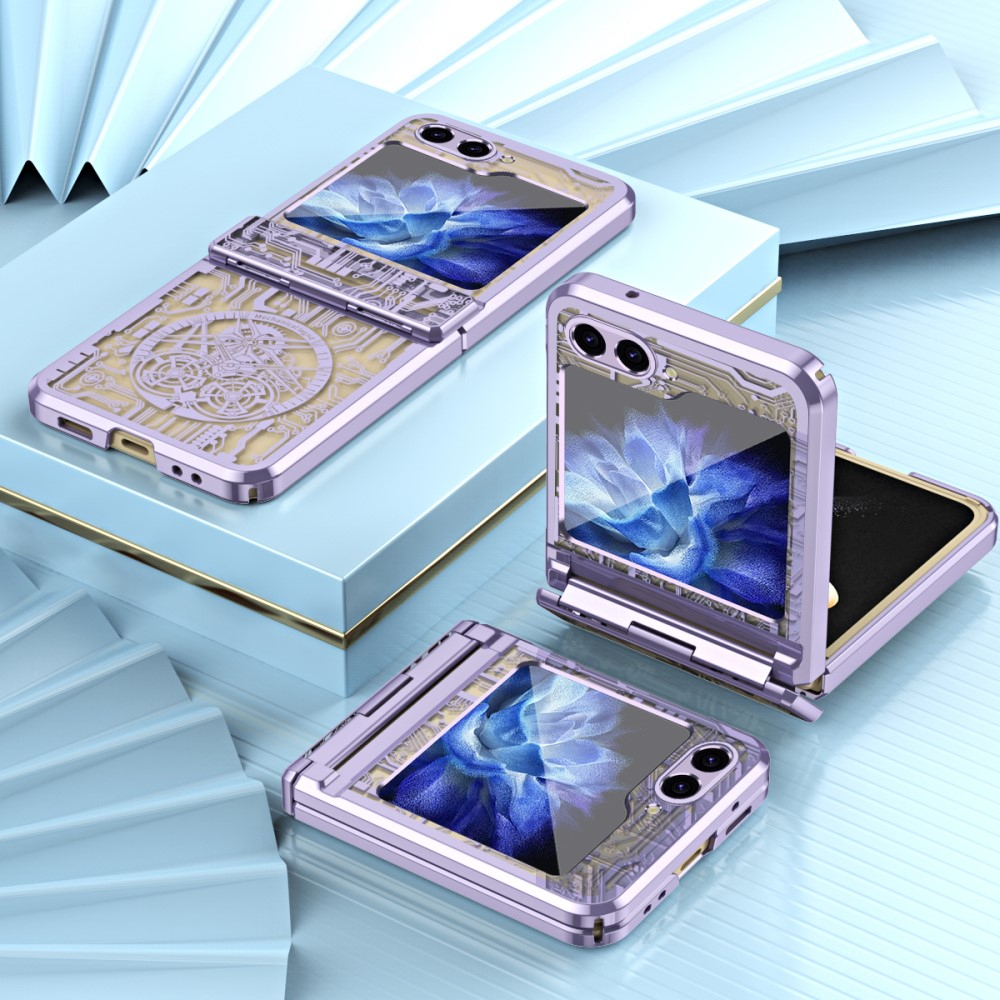 Samsung Galaxy Z Flip7 FE / Z Flip6 5G Hybrid Hardcase Hülle Galvanisierter Rahmen Mechanisches Design - Lila
