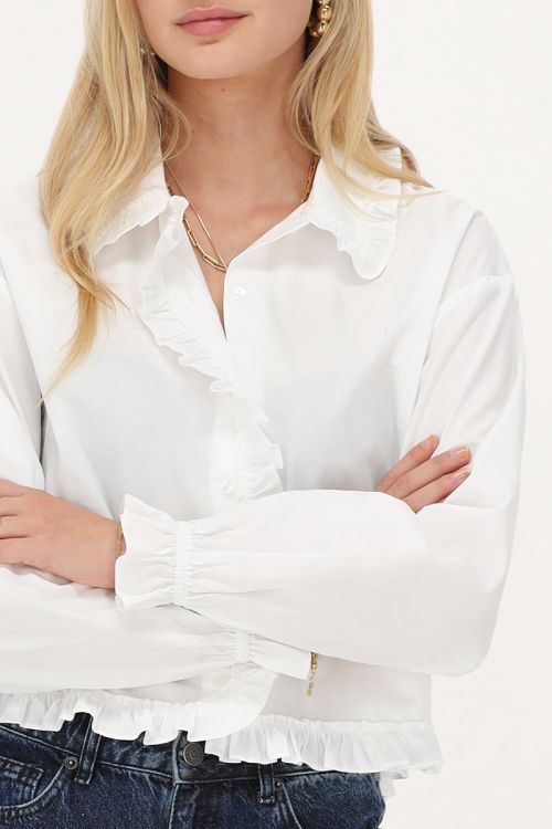 Witte cropped blouse met ruffles