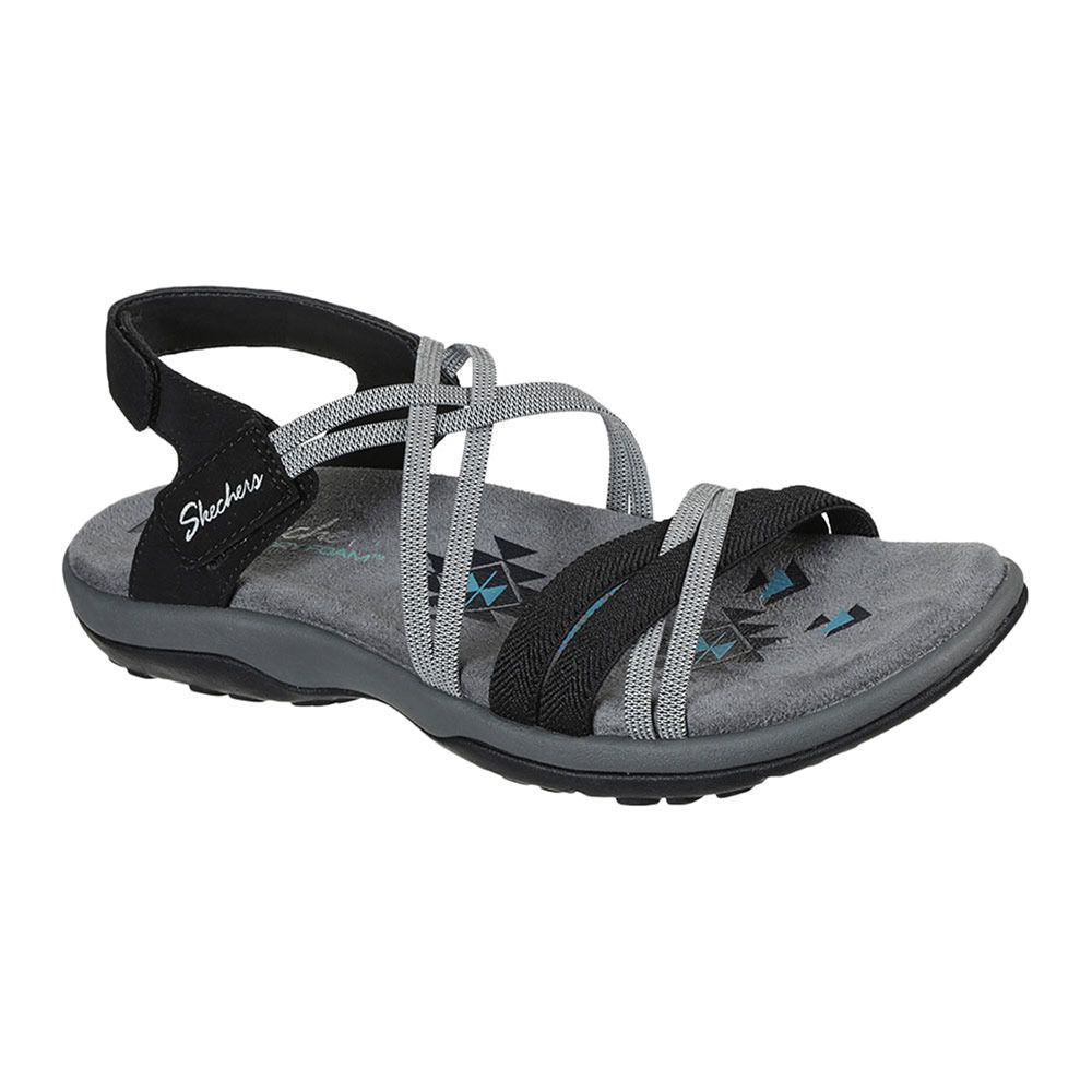 Skechers REGGAE SLIMTAKES TWO - Sandales Femme noir/gris