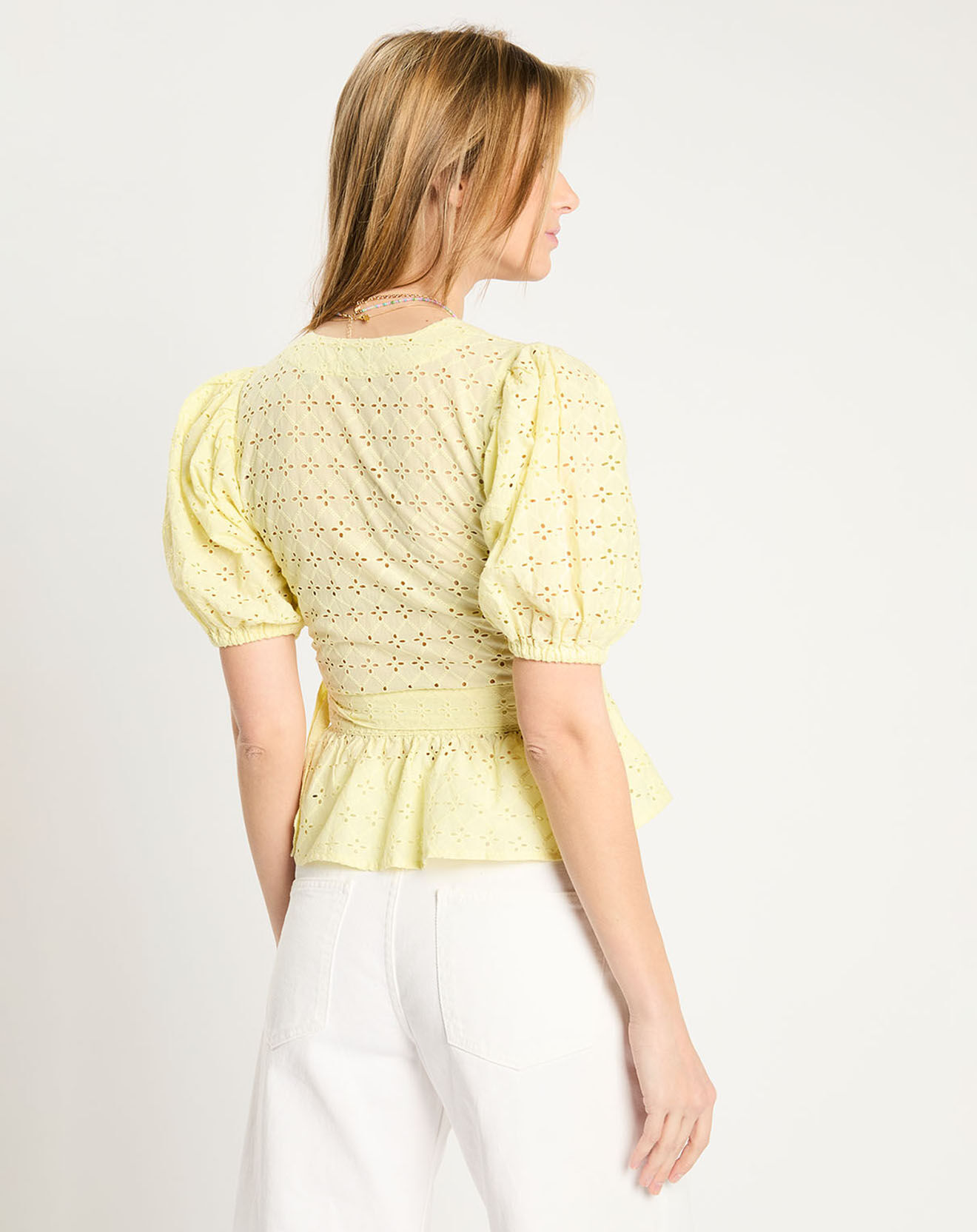 Scotch & Soda Top en broderie Anglaise jaune pâle