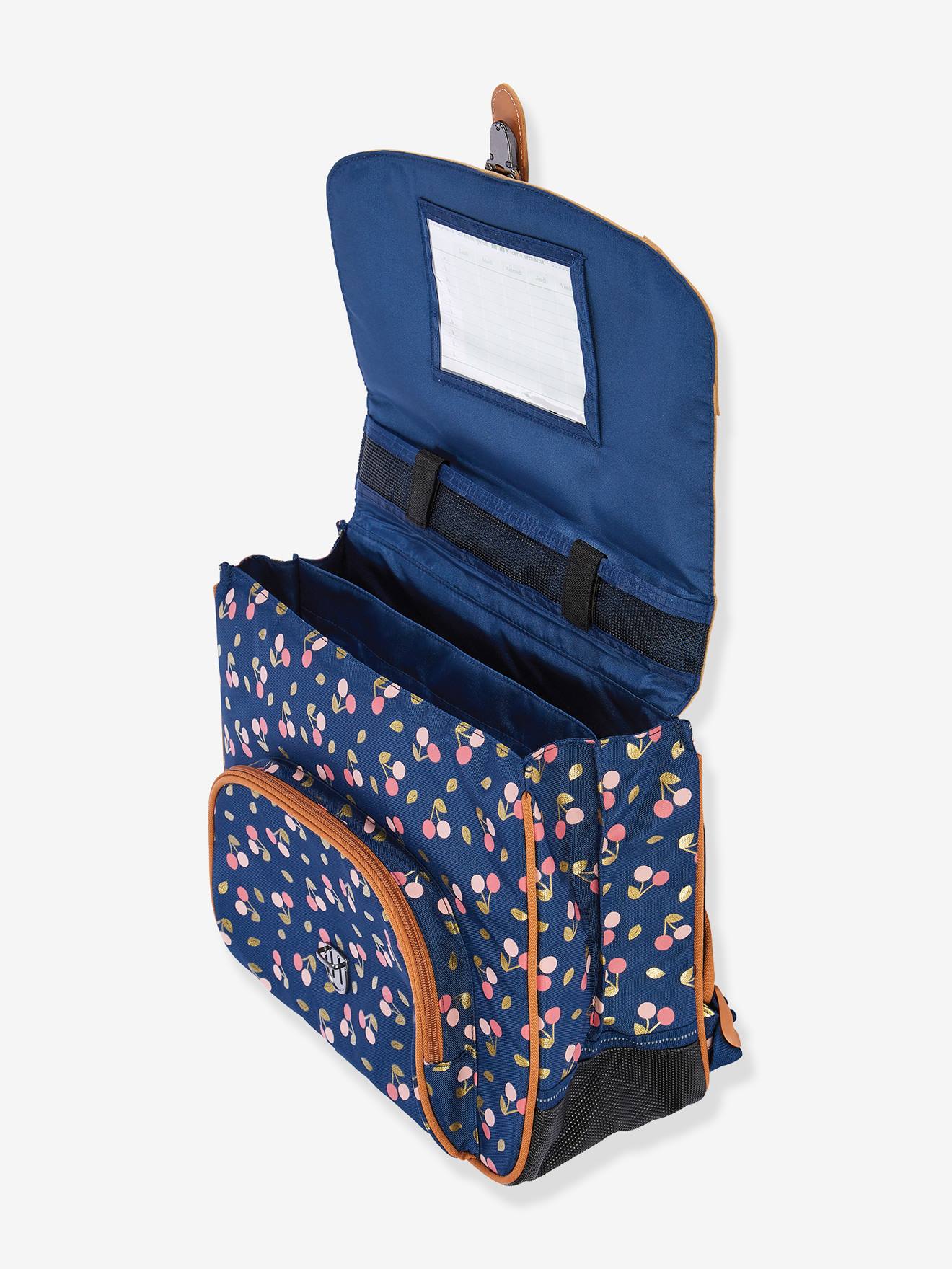 Mochila Alexa da Tann para meninas, azul médio com estampa.