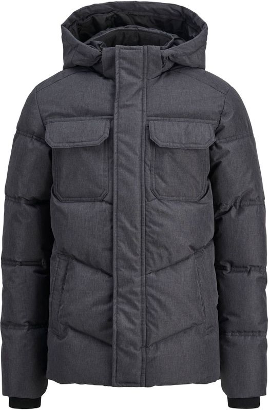 Jack & Jones - Tussenjas - Antraciet - Gewatteerd - Afneembare Capuchon