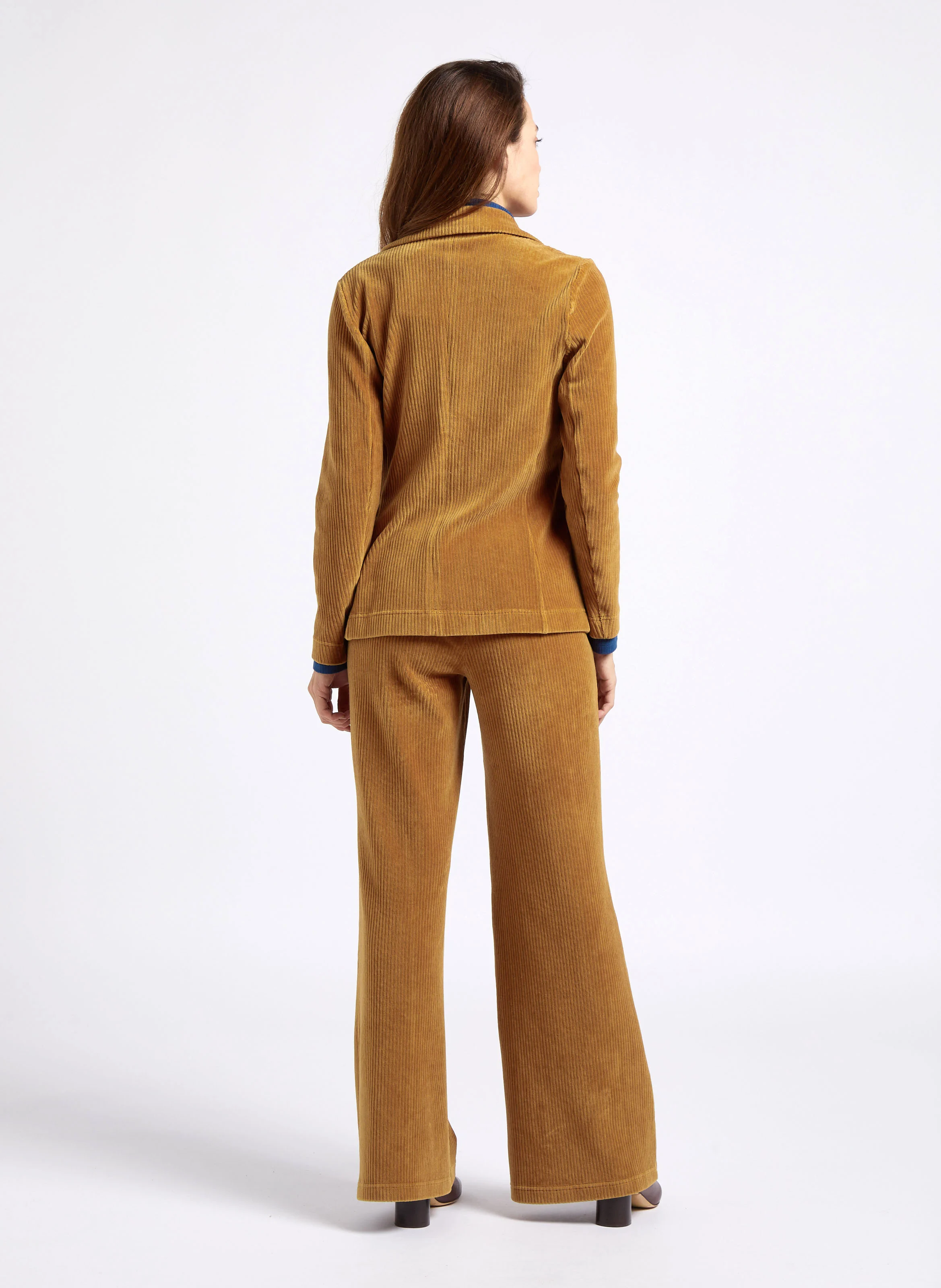 Pantalon flare en coton mélangé | Marron