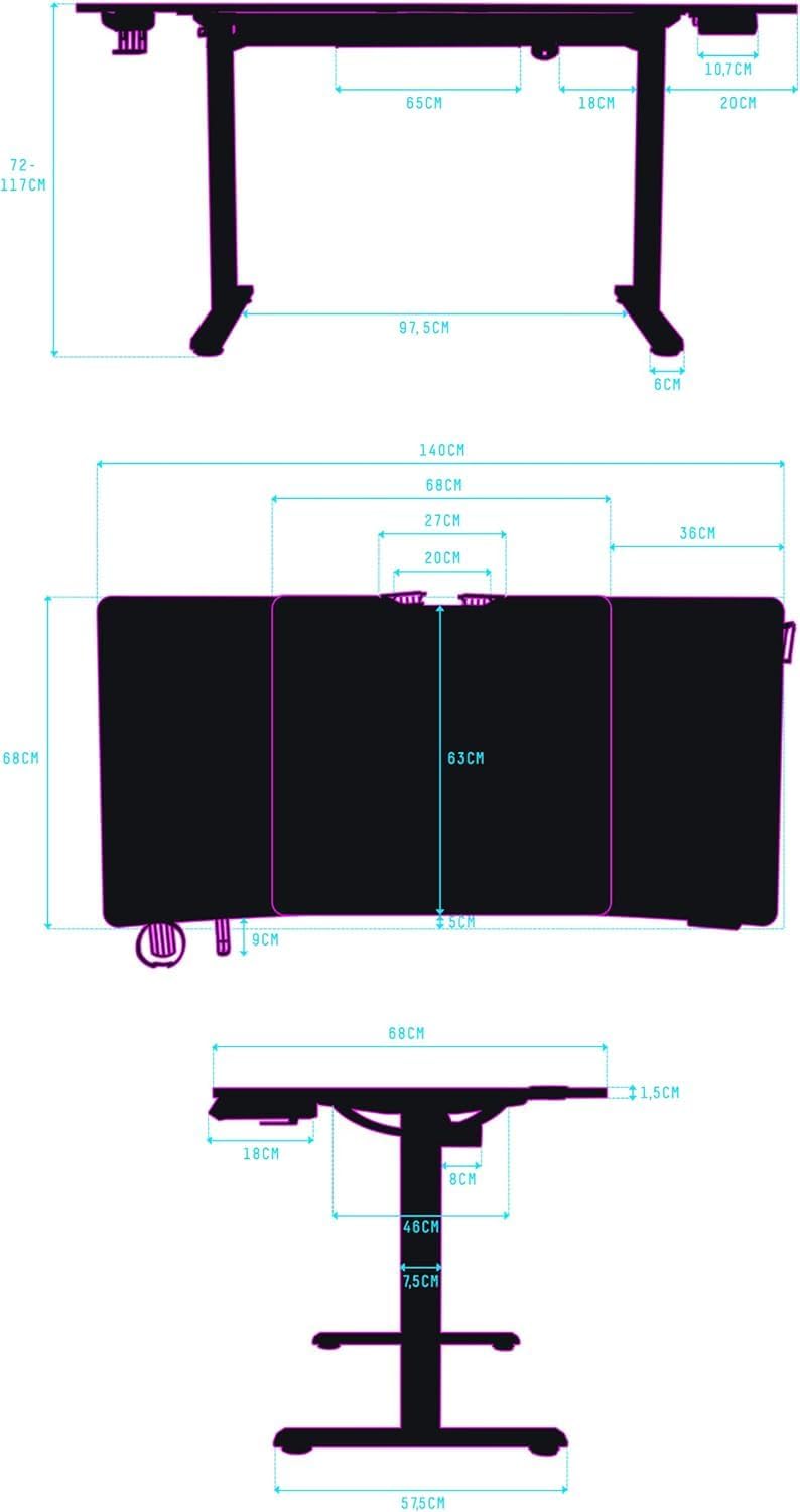 ULTRADESK - Level V2 Höhenverstellbarer Schreibtisch - Elektrischer Computertisch - 140x68 cm, für Gaming, Büro, Homeoffice - Gamingtisch, Computer Desk - Schwarz