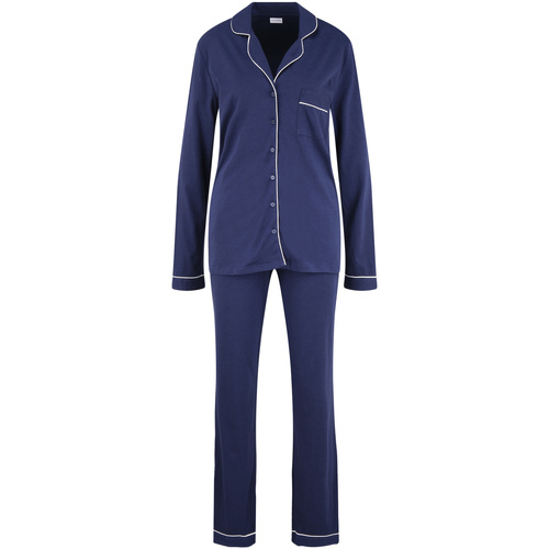 Lascana - Classic Pijama ropa interior pantalón camisa manga larga Azul