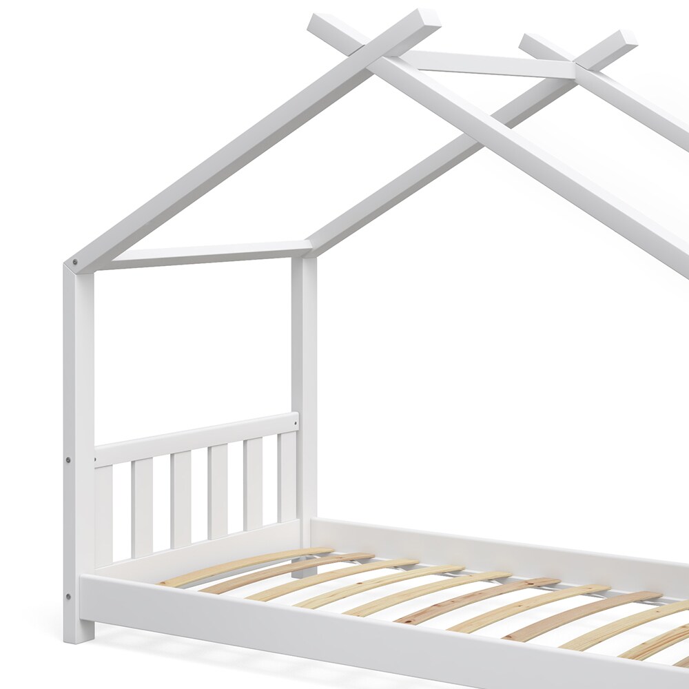 VitaliSpa Kinderbett Design Hausbett Kinderbett Kinder Holz Haus Zaun 80x160cm Weiß