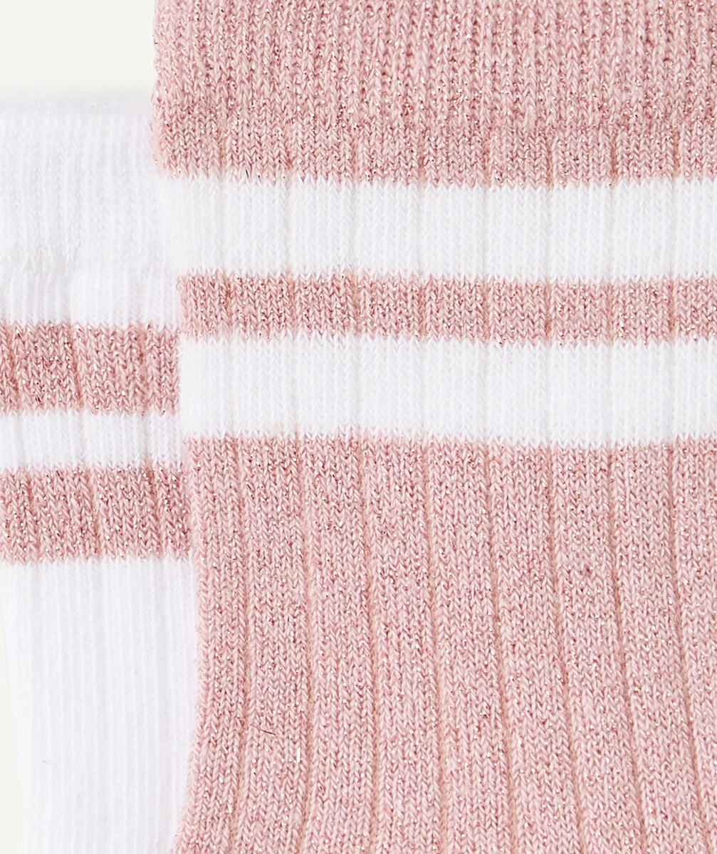 LE LOT DE 2 CHAUSSETTES ROSES ET BLANCHES PAILLETÉES