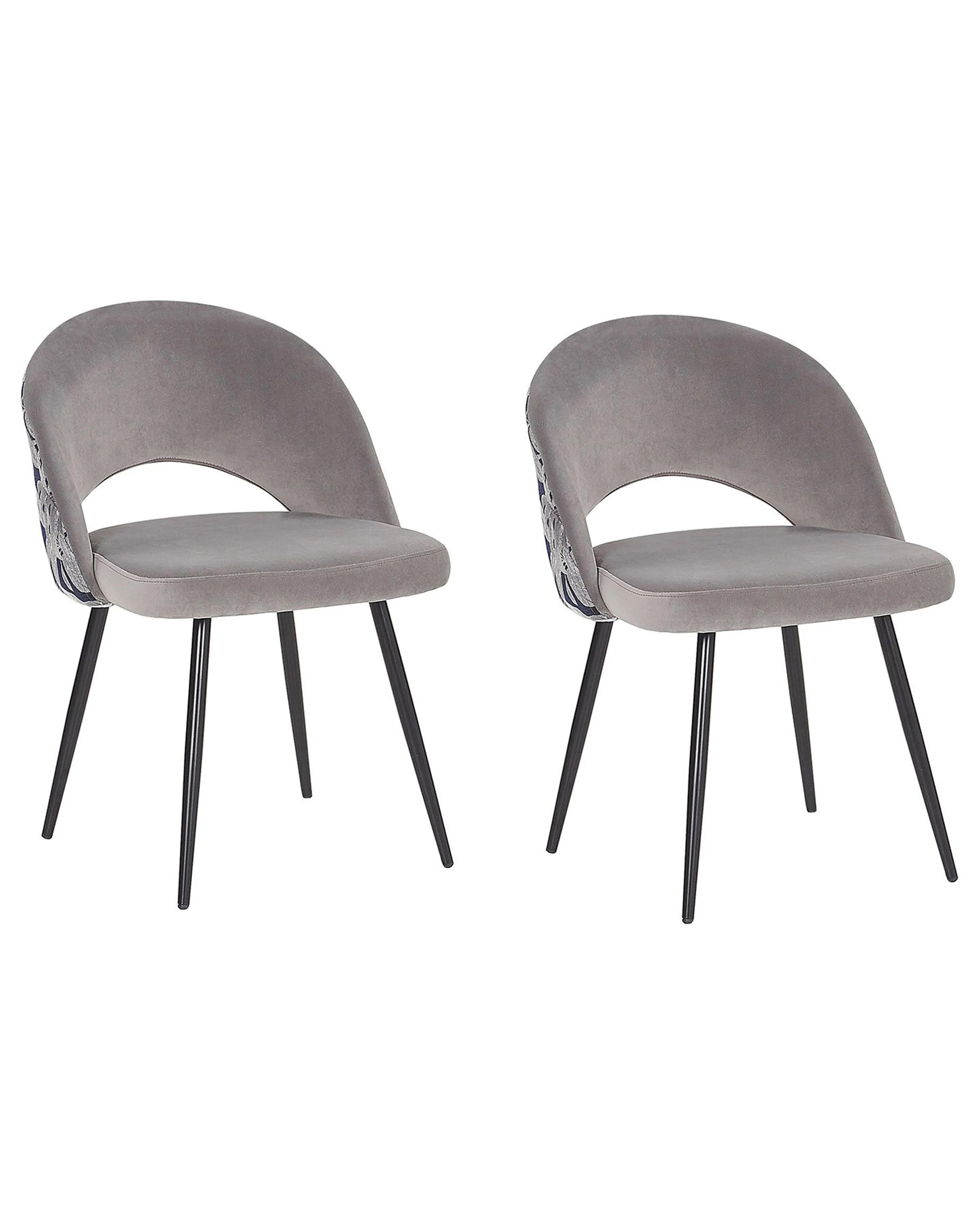 Set van 2 eetkamerstoelen VIVIAN Fluweel Grijs