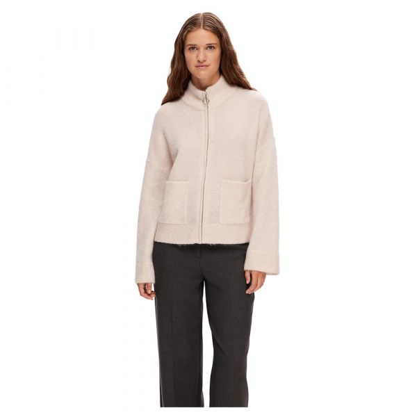 Selected Sia Full Zip Sweater Beige L Mulher