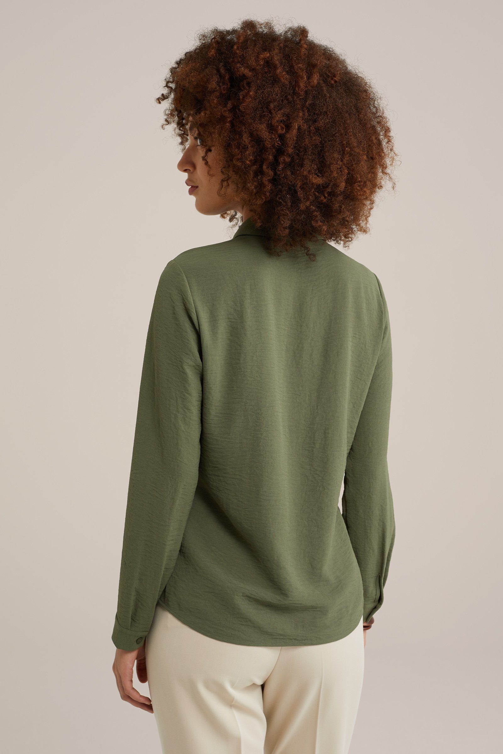 blouse met fijne structuur WE Fashion Olijfgroen