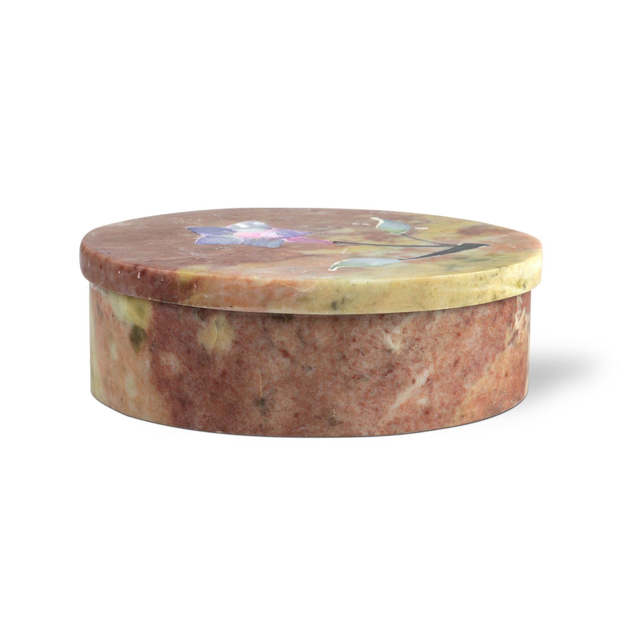 Box Marmor oval 'Blume', T 8 cm, B 10 cm, H 3,2 cm von fischer's lagerhaus
