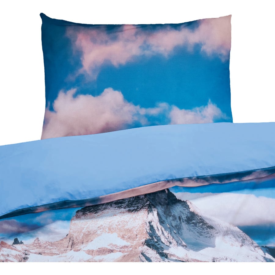 Bettwäsche Renforcé Kuhwiese blau 160x210 65x100 Bettanzug Nord